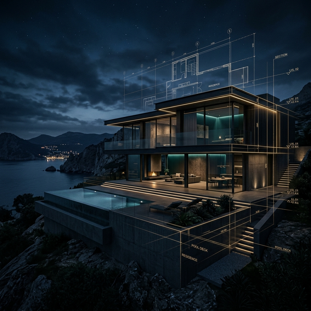 Architectural project showcase backdrop